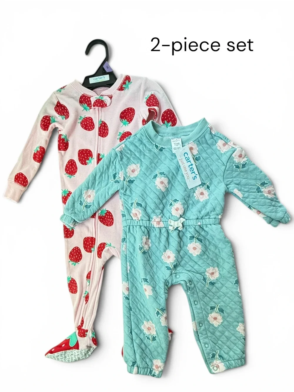 Carter's Girls 2-Piece Floral & Strawberry Matching Set - Pink & Mint